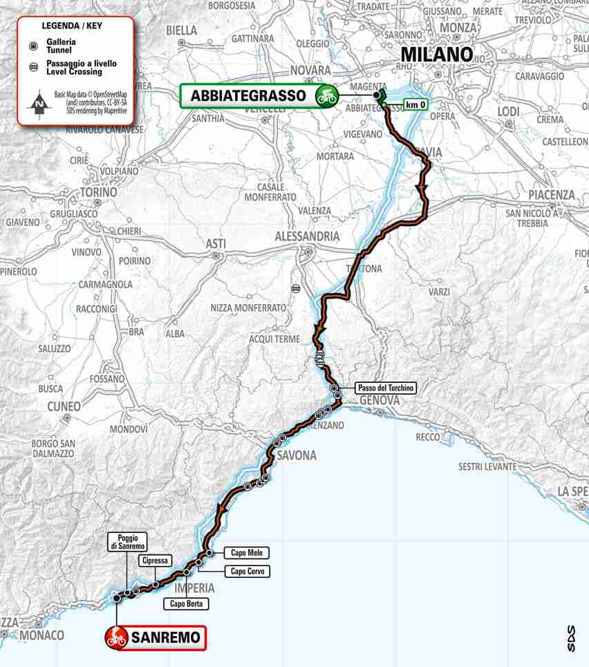 Milano Sanremo 2023 percorso