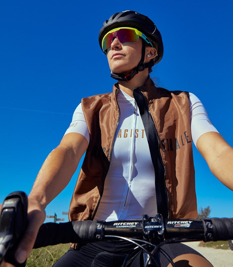 Occhiale da donna per ciclismo lente specchiata giallo fluo per bici da corsa