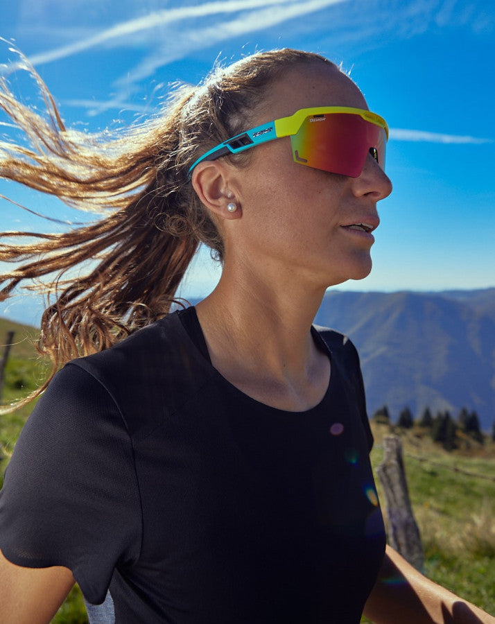 Occhiale da donna per running e trail running modello SPEED VENT colore giallo lente specchiata