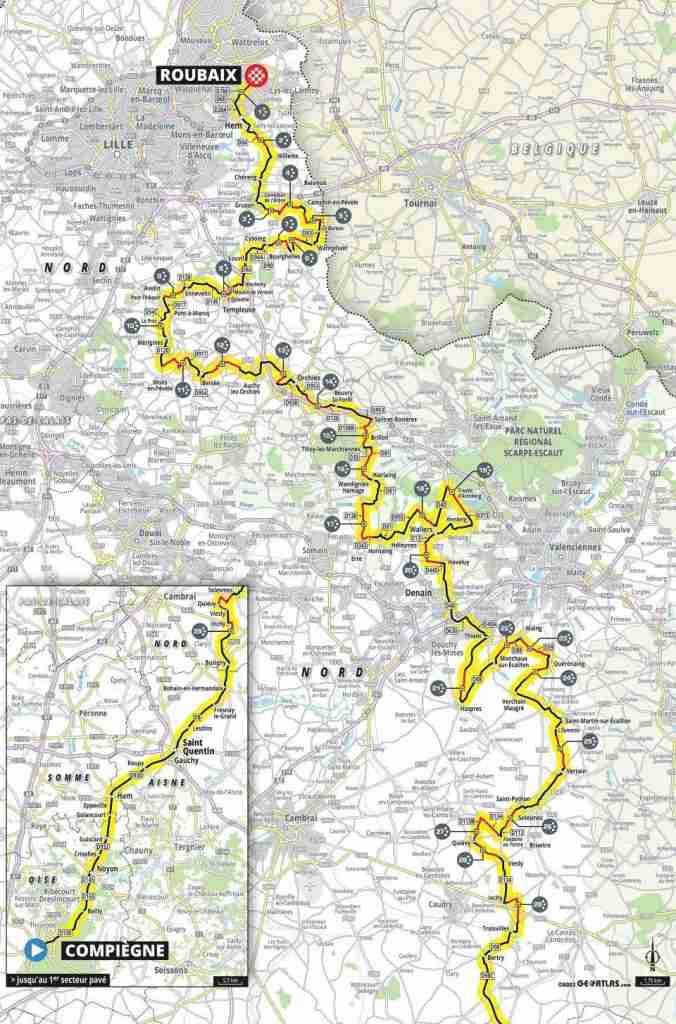Paris Roubaix 2023 percorso