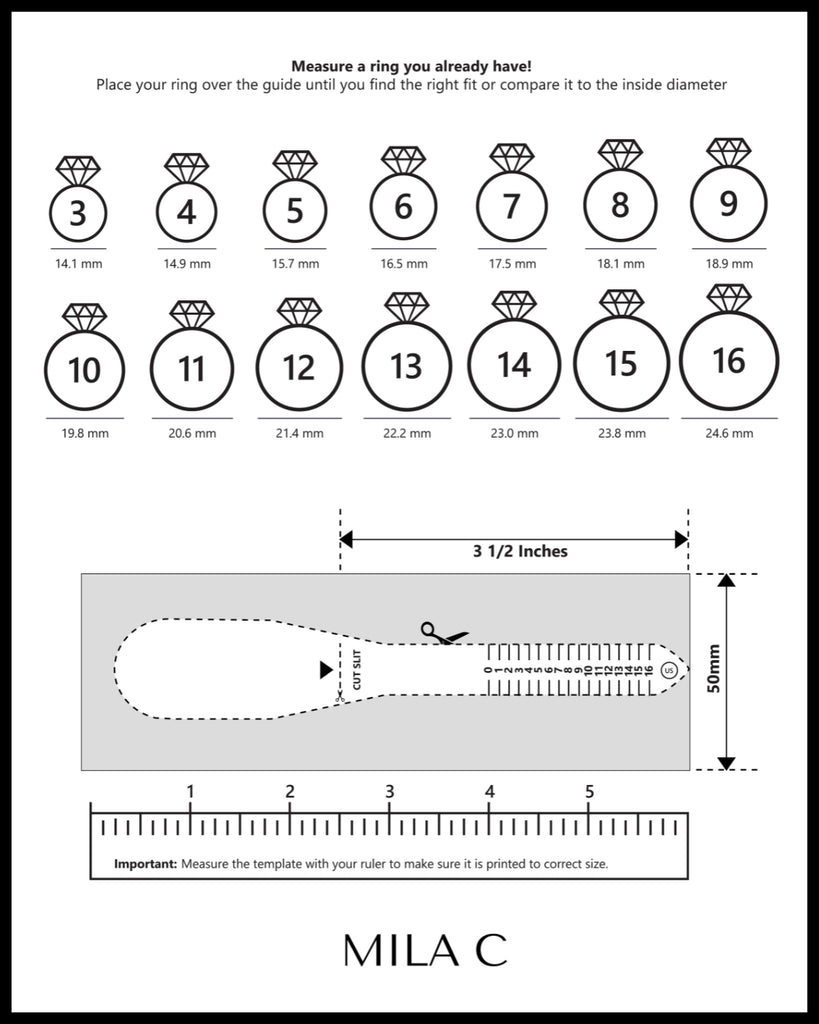 Mila C Printable Ring Size Chart PDF