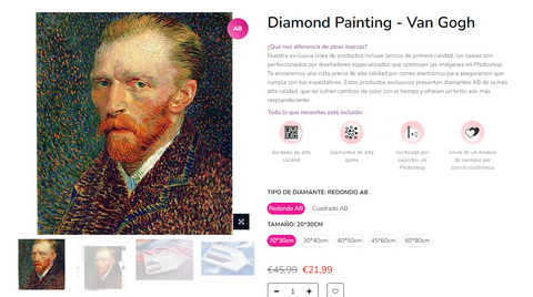 Pintura de diamantes del "Autorretrato" de Van Gogh.