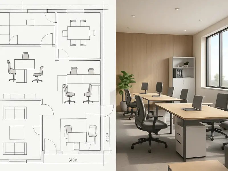 3D Office Render and Furniture Layout