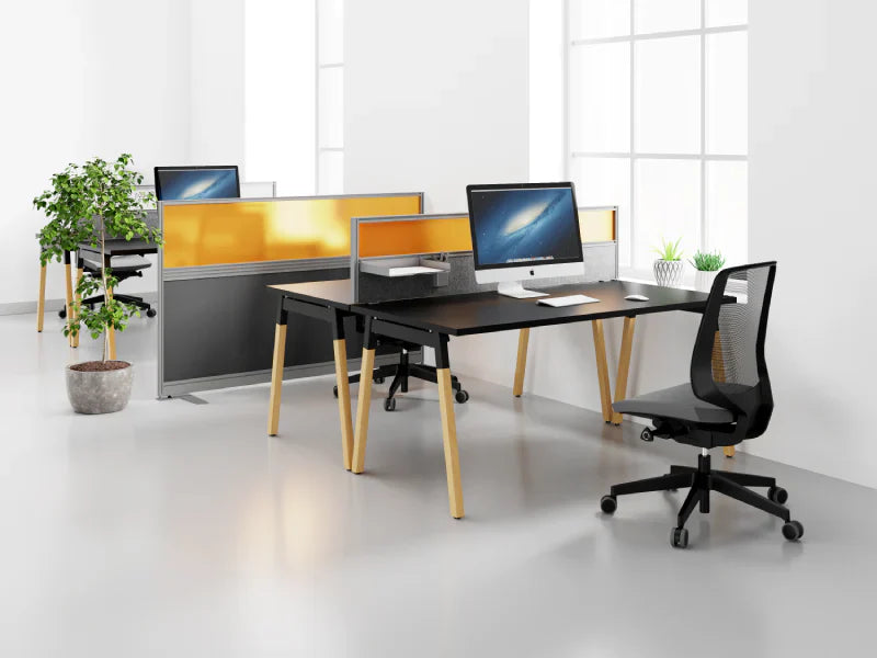 Join Office Desk Fabric Screen in Orange Glaze with Toolbar Dry Wipe Panel Board