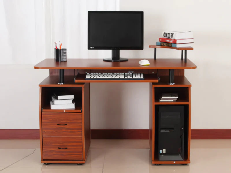 Multipurpose Wooden Computer Desk with CPU Holder and Storage