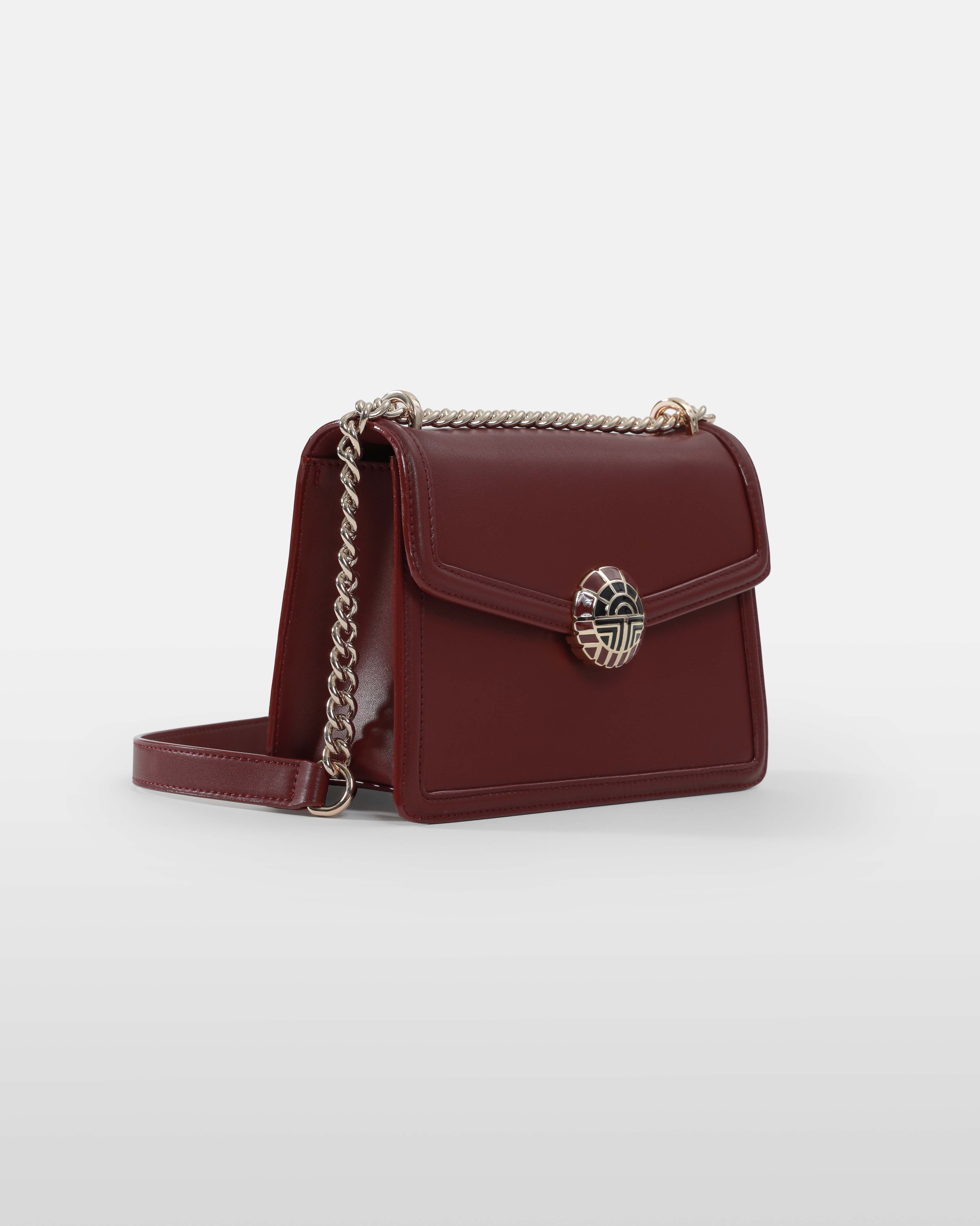 Maroon Leather Mini Crossbody Bag