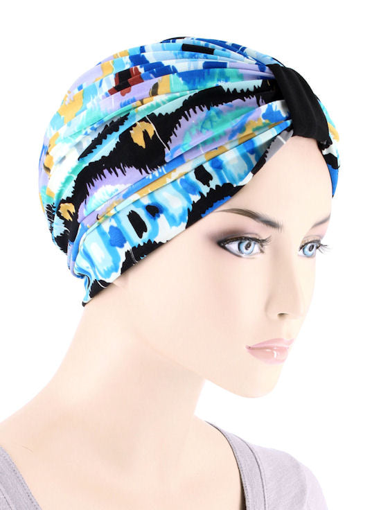 Cancer Turbans: Elegant Print Turban in Caribbean Blue – Chemo Fashion ...
