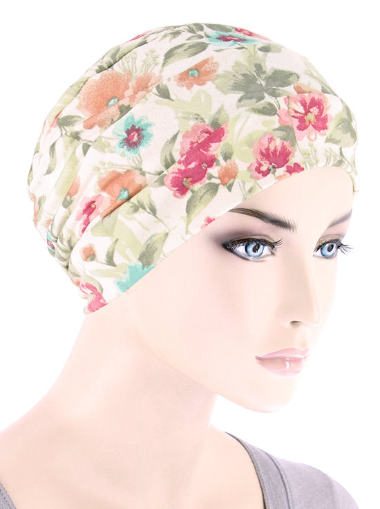 Chemo Cloche Cap in Dainty Spring Floral