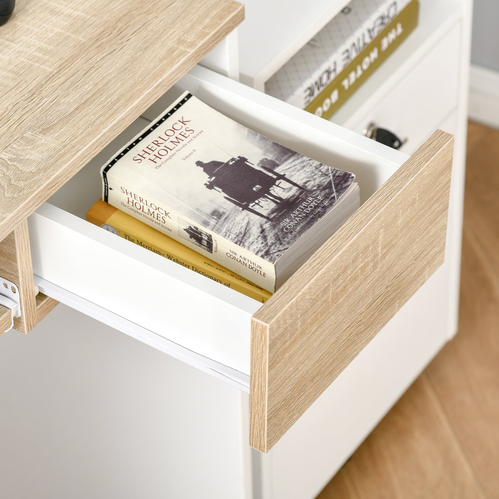 Compact Computer Table with Keyboard Tray Drawer Study Office Working Writing Desk - Image 9