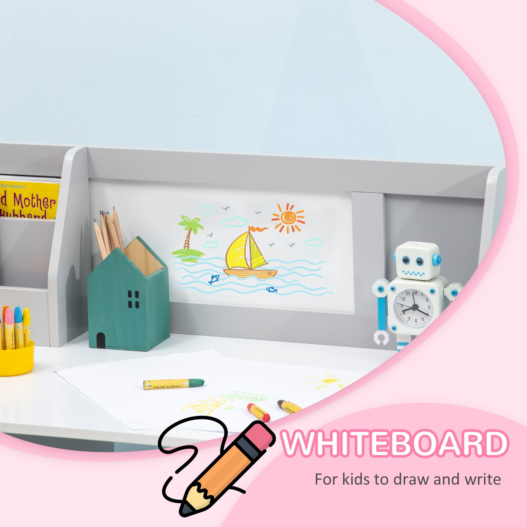 Kids Table and Chair Set with Whiteboard - Image 4
