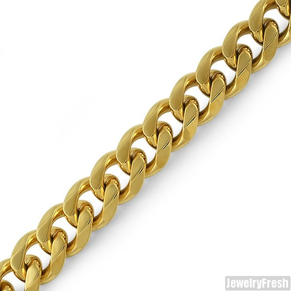 14mm 14K Gold IP Steel Miami Cuban Bracelet – JewelryFresh