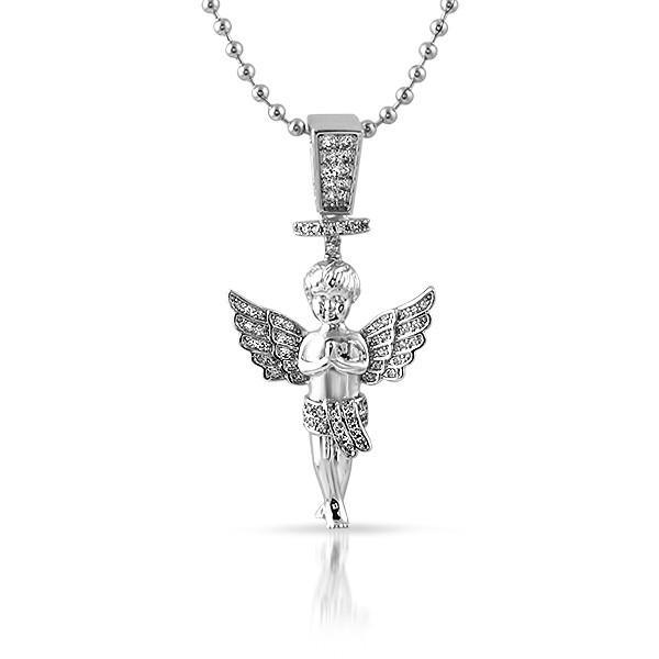 Silver Halo Spinning Angel Pendant Necklace – JewelryFresh