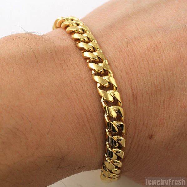 9mm 14K Gold IP Luxury Miami Cuban Bracelet – JewelryFresh