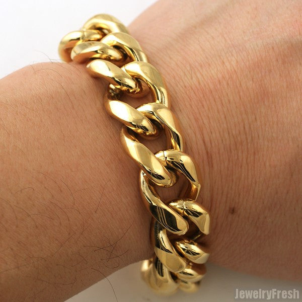 18mm 14K Gold IP Luxury Miami Cuban Bracelet – JewelryFresh