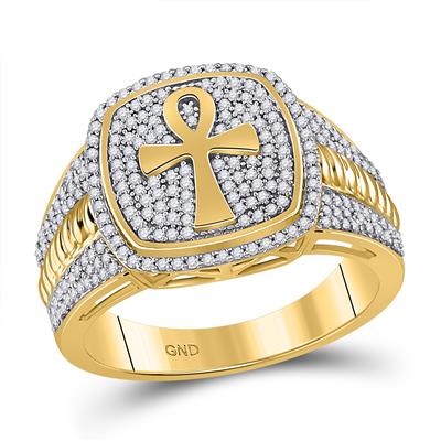 10K Gold 0.63 Carat Diamond Ankh Ring