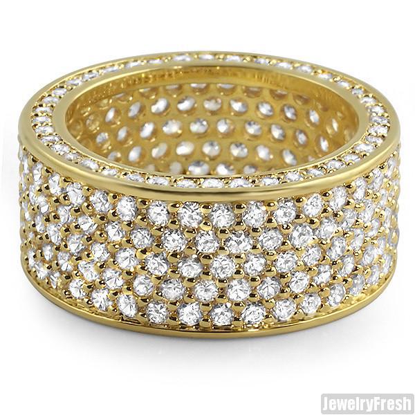 Gold Finish Simulated Diamonds 360 Ring – JewelryFresh