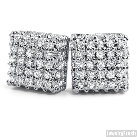 Rhodium VVS Lab Simulated Diamond Box Earrings – JewelryFresh