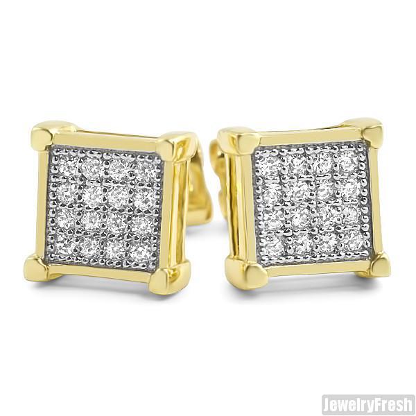 Gold Finish Micro Pave CZ Square Earrings – JewelryFresh