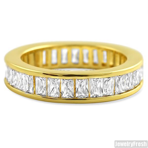 18k Gold Finish Baguette Stone CZ Eternity Ring Band – JewelryFresh