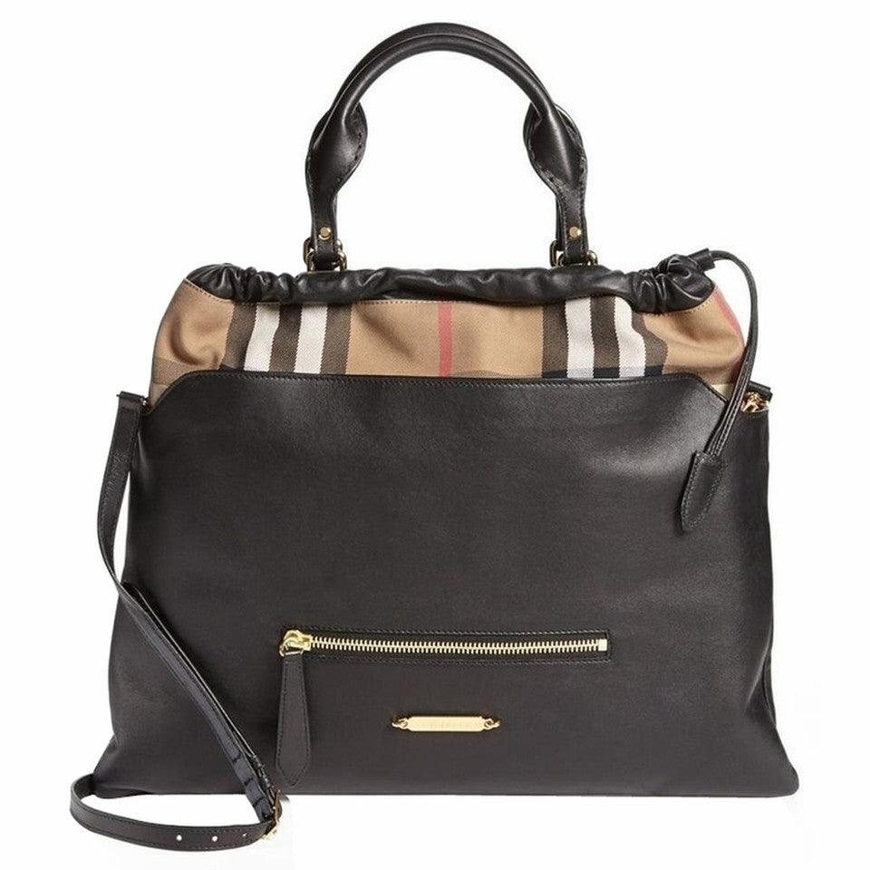 black leather burberry handbag