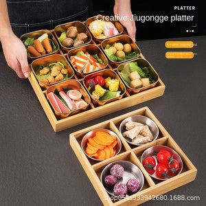 Creative Bamboo and Wood Tray Platter - The Healthy Cooking Center