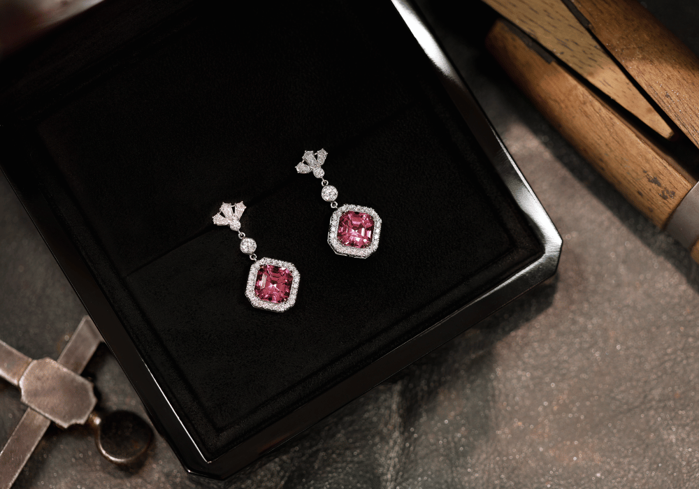 Manhattan Collection Pink Tourmaline & Diamond Earrings