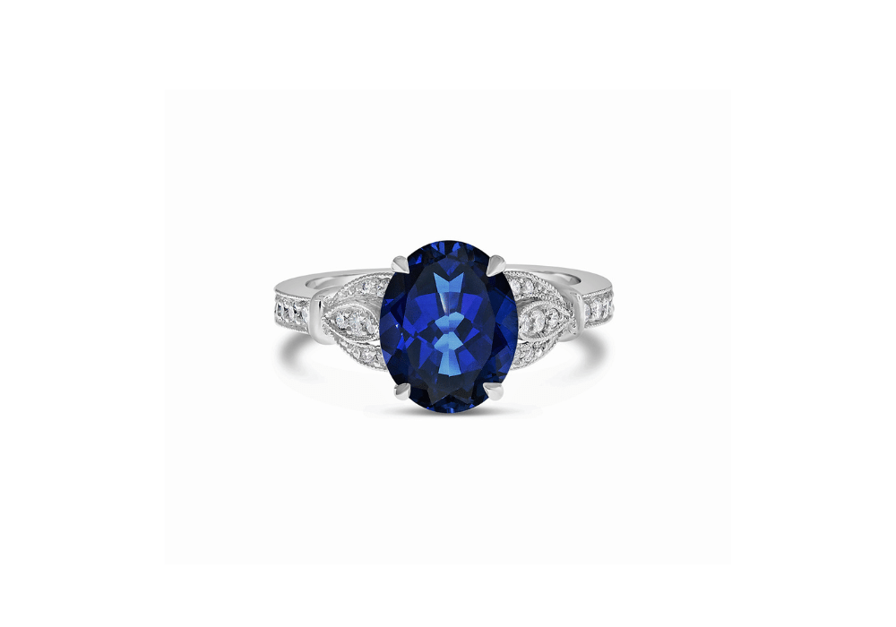 September Birthstone - The Sapphire - Blue sapphire ring white background -