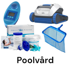 Poolvårdsprodukter för att sköta din pool som poolrobot, poolkemikalier och testutrustning