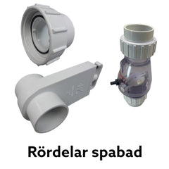 Brett sortiment av rördelar för spabad som fördelare, ventiler och standard kopplingar