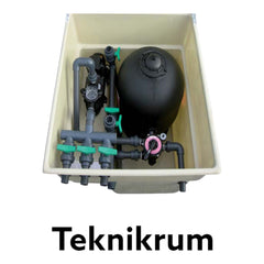 Teknikrum för pump och filter samt för jet-swim