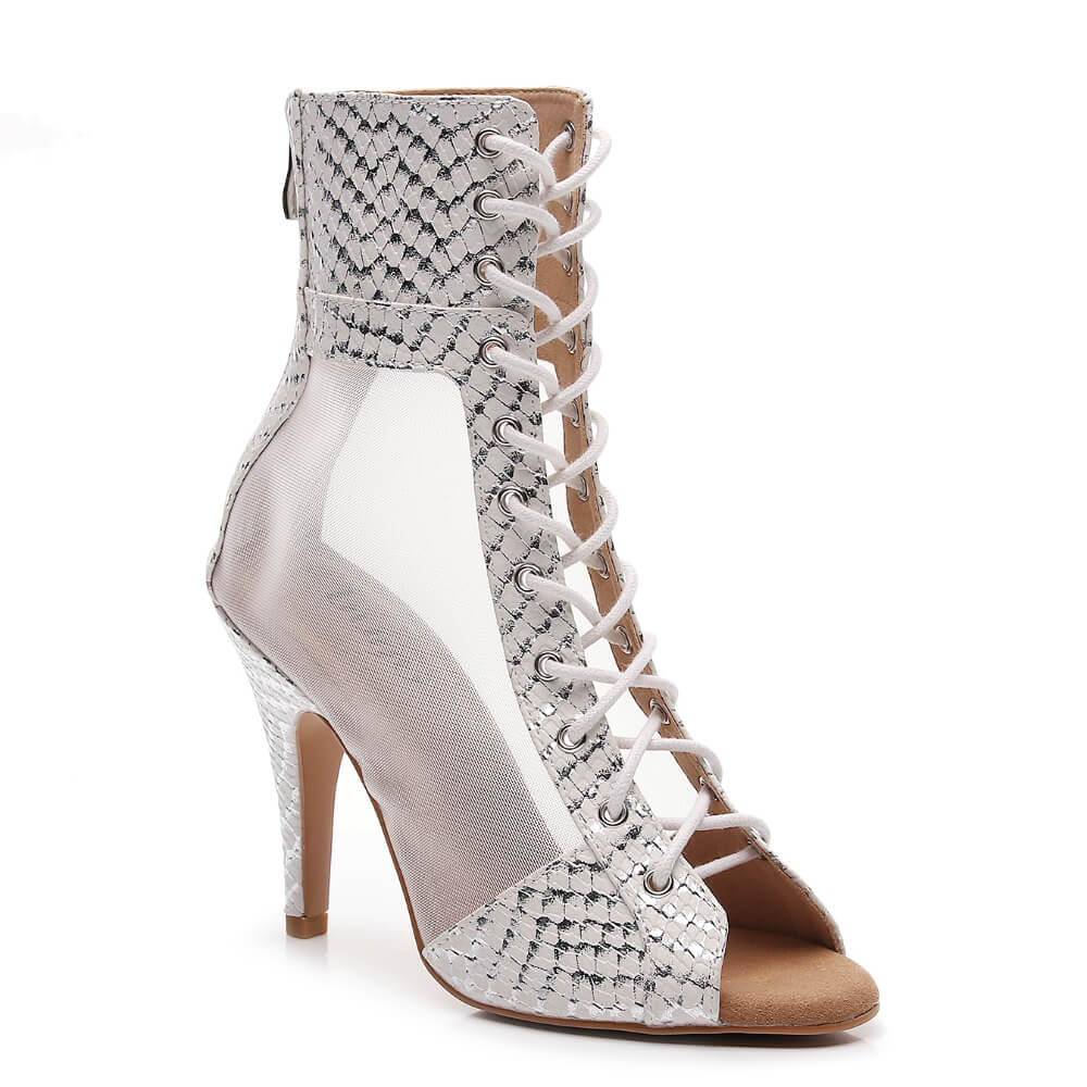 Jezika lace up mesh ankle boot white 1