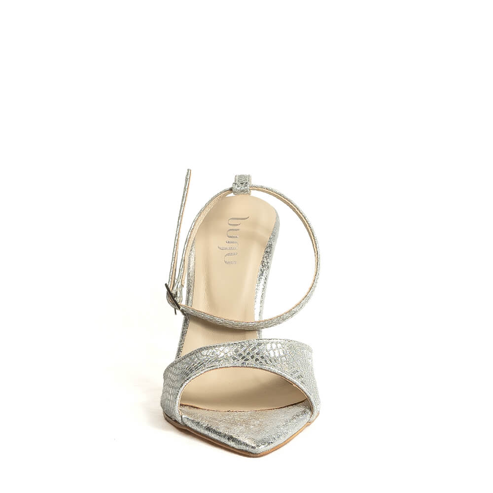 Reha open pointed toe ankle strap sandal silver 2