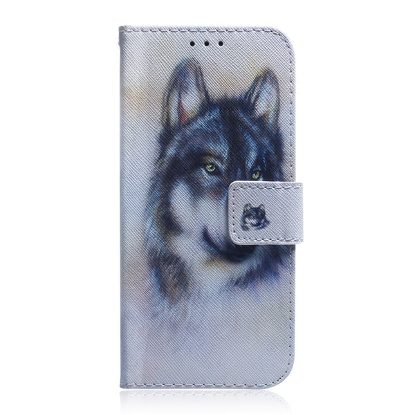 For iPhone 11 Pro 3D Colored Drawing Horizontal Flip Leather Case, with Holder & Card...(White Wolf)