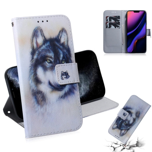 For iPhone 11 Pro 3D Colored Drawing Horizontal Flip Leather Case, with Holder & Card...(White Wolf)