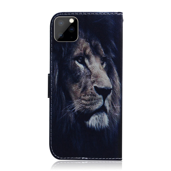 For iPhone 11 Pro 3D Colored Drawing Horizontal Flip Leather Case, with Holder & Card Slot ...(Lion)