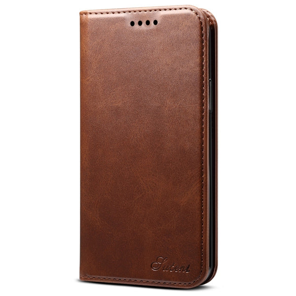 Suteni Calf Texture Horizontal Flip Leather Case with Holder & Card Slots & Wallet for iPh...(Brown)