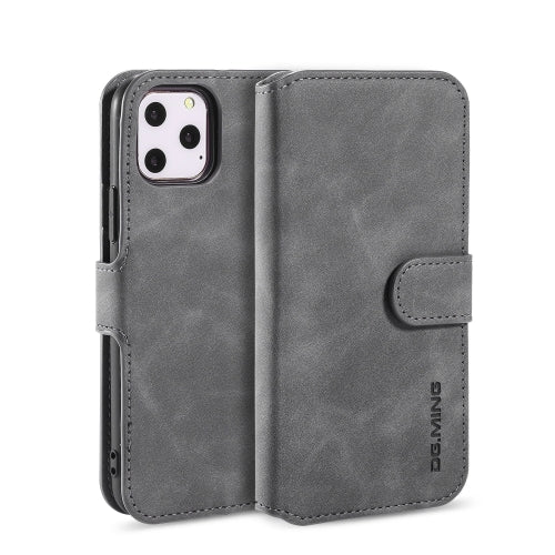 DG.MING Retro Oil Side Horizontal Flip Case with Holder & Card Slots & Wallet for iPhone 11...(Grey)