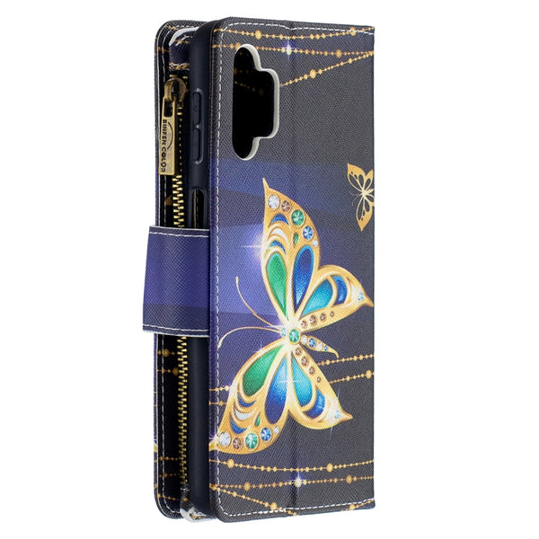 For Samsung Galaxy A32 5G Colored Drawing Pattern Zipper Horizontal Flip Leather C...(Big Butterfly)