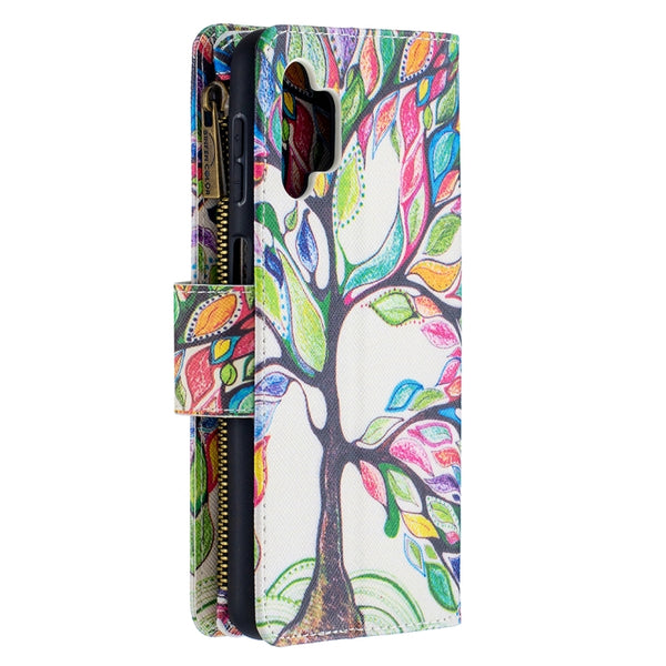 For Samsung Galaxy A32 5G Colored Drawing Pattern Zipper Horizontal Flip Leather Case with ...(Tree)