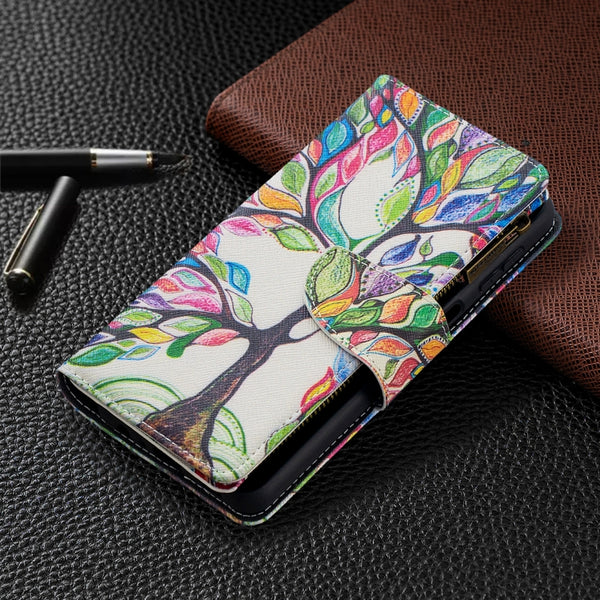 For Samsung Galaxy A32 5G Colored Drawing Pattern Zipper Horizontal Flip Leather Case with ...(Tree)