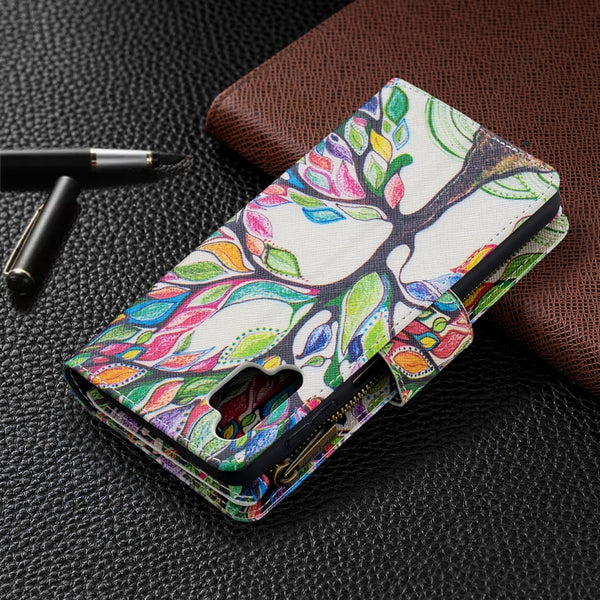 For Samsung Galaxy A32 5G Colored Drawing Pattern Zipper Horizontal Flip Leather Case with ...(Tree)