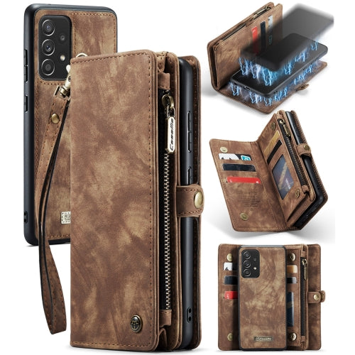 For Samsung Galaxy A72 5G 4G CaseMe-008 Detachable Multifunctional Flip Leather Phone Case(Brown)