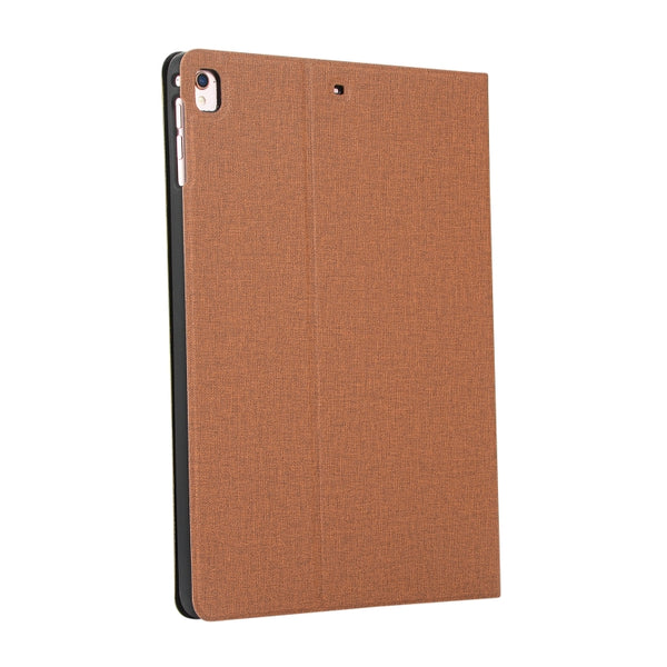 For iPad 10.2 2021 2020 2019 Voltage Craft Cloth TPU Protective Case with Holder(Brown)