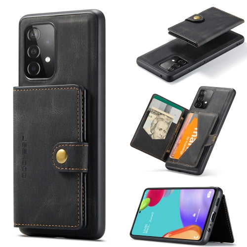 For Samsung Galaxy A52 5G 4G JEEHOOD Retro Magnetic Detachable Protective Case with Wallet...(Black)