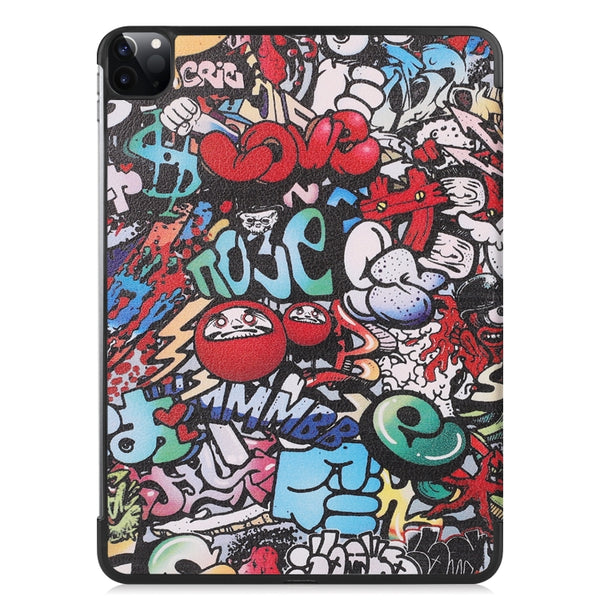 For iPad Pro 11 2022 2021 Colored Drawing Horizontal Flip PC PU Leather Tablet Case wit...(Graffiti)