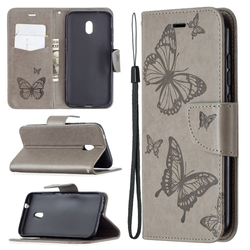For Nokia C1 Plus Two Butterflies Embossing Pattern Horizont