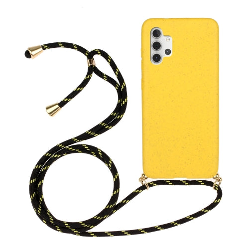 For Samsung Galaxy A32 5G Wheat Straw Material TPU Protective Case with Lanyard(Yellow)
