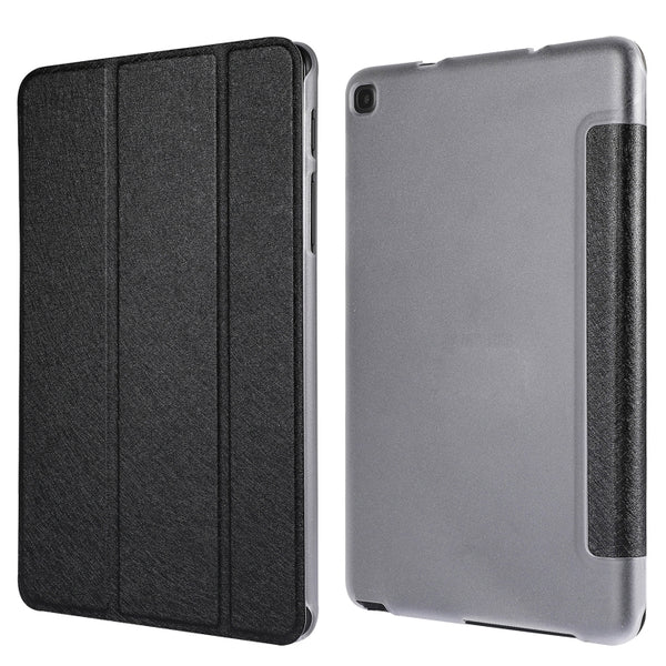 Silk Texture Three-fold Horizontal Flip Leather Case with Holder For Samsung Galaxy Tab A7...(Black)
