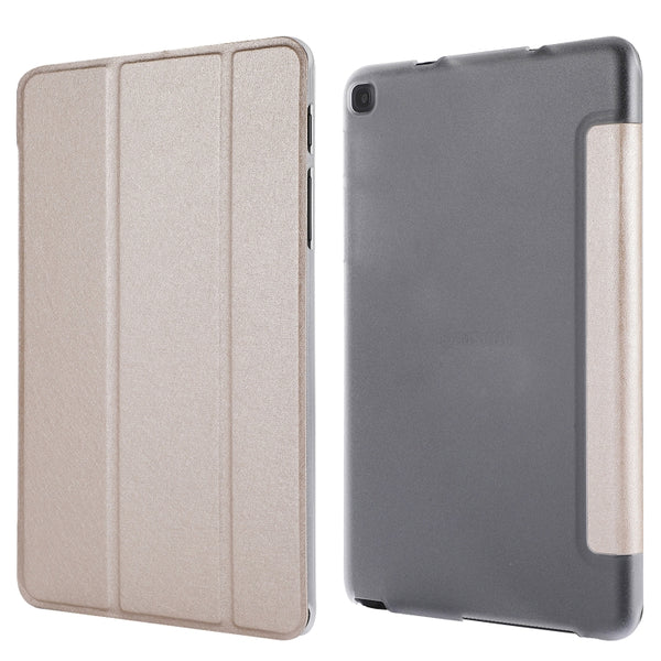 Silk Texture Three-fold Horizontal Flip Leather Case with Holder For Samsung Galaxy Tab A7 ...(Gold)