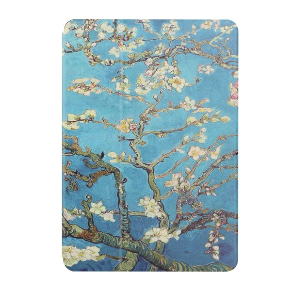 For Samsung Galaxy Tab S6 Lite 10.4 P610 P615 Dual-folding Coloured Drawin...(White Cherry Blossoms)